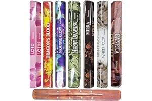 FD FAIRDEAL CASH AND CARRY Incense Sticks – 7pack x 20 Sticks | White Sage, Mirra, Money Drawing, Dragon’s Blood, Morning Glory, Lotus and Canela with incense holder.