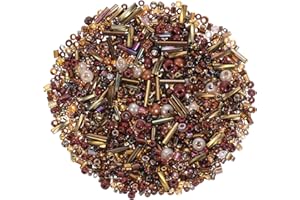 Sourcing Map 1000 Pcs Mixed Glass Bugle Beads, 1-4mm, Mini Loose Glass Seed Spacer Bead for DIY Earrings, Necklaces, Bracelets, Jewelry Making, Coffee Color