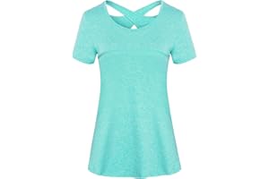 Sykooria Sport Femme À Manches Courtes Tee Shirt Été Top de Yoga Casual Respirant Chemise À Séchage Rapide