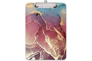 Hnogri porte bloc a4 avec pince, Plastique dur, Clipboard A4 dessin de mode, Planchettes à pince et porte-formulaires, 32CM x22CM, Marbre rouge