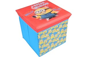 VERONA ORIGINALS Minion Made Despicable Me RED Storage Stool Cube with Padded Lid Disney Despicable Me Minion Childrens Storage Stool Ottoman Kids Ages 3+