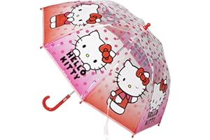 CERDÁ LIFE'S LITTLE MOMENTS Parapluie manuel Poe Bulle Hello Kitty - Parapluie pour enfant avec motif dôme transparent, fort et sûr, avec illustrations de Hello Kitty