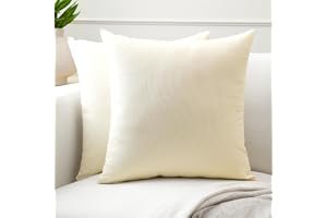 Encasa XO bomull prydnadskuddöverdrag set med 50 x 50 cm (2 x 20 tum) - naturlig I No Insert I Plain fyrkantiga örngott I mas