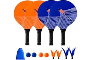 ‎U&C PLANET U&C Planet Beachball Set Paddle Ball Spiel Strandschlägerset aus Holz Schläger Spiel für Kinder&Familie für Garten Strand Party