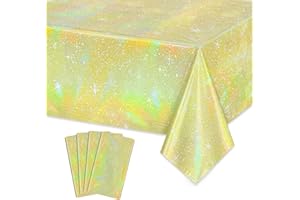 APUXXJUPA Gold Glitter Tischtuch, 4 Pack Gold Gelbe Tischdecken für Jahrestag Party Zubehör Goldene Geburtstag Party Dekorationen Hochzeit, 130 x 220 cm