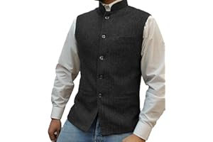 KWTF Gilet da uomo monopetto slim fit vintage Gilet casual Gilet classico da abito alla moda