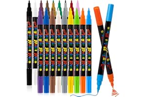 HOENART Acrylstifte für Steine Wasserfest, 18 Farben Stifte Steine Bemalen Multimarker Steine Zum Bemalen Acrylmarker für Holz, Leinwand, Glas, Papier, Keramik, Halloween Deko Kürbis