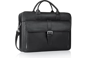 Estarer Mens Leather Briefcase 15.6 Inch Laptop Bag Satchel Messenger Shoulder Bag for Work Office Gifts For Him