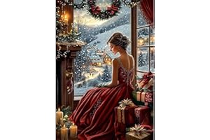 NEWENMO Beautiful Woman Diamond Painting Kits for Adults,5D Christmas Landscape Diamond Art,Christmas Diamant Painting,DIY Full Drill Gem Art Kits for Adults Beginners,for Home Decoration-30x40cm