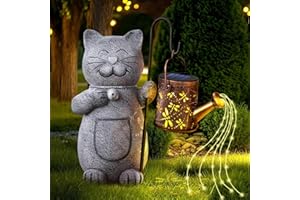 Voarge Estatua de jardín solar, decoración de jardín, luz solar, arte de jardín con farolillo solar, figuras de jardín, escultura iluminada, adornos para exteriores, balcón, terrazas, regalos para