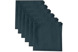 Linendo 100% Pure Linen Dinner Cloth Napkins 38 x 38 cm Navy Blue, Set of 6 Pack European Flax Natural Fabric Washable for Home and Kitchen