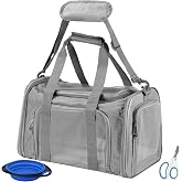Cat and Dog Carrier Bag, Foldable and Breathable Carrier Bag with Shoulder Strap and Washable Cushion, 45 x 28 x 28 cm, up to