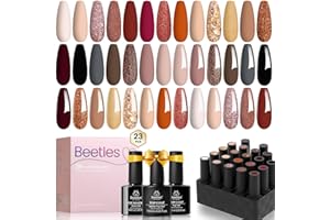 beetles Gel Polish 23Pcs Verse of Roses Nude Pink Brown Burgundy Red Gel Nail Polish Kit Colors with Base Top Coat Verse of Roses Kit Gel Polish Set Golden Glitter