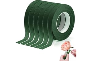 XRXYMQ Lot de 6 Ruban Vert 162m qualité supérieure Scotch Fleuriste Vert Noir Rubans de Fleuriste pour Décorations Floral Tape pour Enveloppement de Bouquets Floratape Fleuriste 27 Verges/Rouleaux