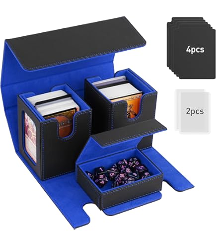 Boîte à Deck Commander Pour Magic MTG - Capacité 100 Cartes Double Sleeve, Plateau à Dés, Porte-commander Magnétique - Noir/violet