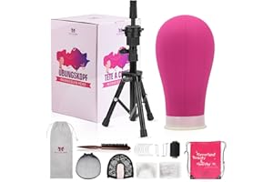 NEVERLAND BEAUTY & HEALTH Tete pour Perruque 23"(58cm),Tete a Perruque avec Trepied,TêTe de Mannequin Pour La Fabrication de Perruques avec TréPied Tête à Coiffer,éPingles et Brosse à Poils（rouge）