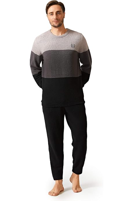 Kaufe Männer Frühling Herbst Pyjamas Set Revers K Produktbild-Vorschau 10