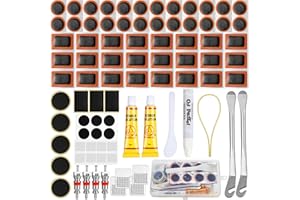 Nadinsta 85 Pièces Kit Rustine Velo, Rustine Chambre a Air Moto, Kit de Reparation Pneu Vélo, Kit de Crevaison Vélo pour Les Vélos de Route, Montagne, Caoutchouc Gonflable