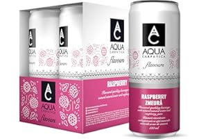 AQUA Carpatica Sparkling Flavours Raspberry 330ml x 4 - Natural Fruit Juice Infused Sparkling Water, No Added Sugar, Naturally Alkaline, Sweetened with Agave Syrup, Rich in Minerals