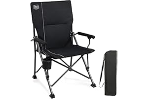 TIMBER RIDGE Folding Camping Chair 150kg High Back Portable Folding Chair with Cup Holder Hard Armrest Fishing Chair for Camping, Picnic, Garden, Balcony