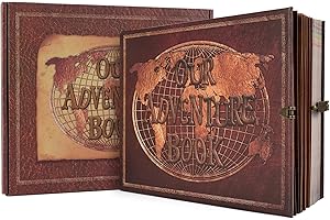 XIONGXIONG Our Adventure Book Scrapbooking 180 PáGinas,áLbum De Recortes Con Cierre Vintage,DiseñO De Portada En Relieve 3d,Adventure Book áLbum De Recortes De Viajes Para Aniversario,Boda,San Valentín(Borgoña)