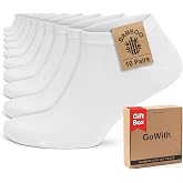 GoWith 10'lu Bambu Premium Dikişsiz Kutulu Nefes Alabilir Erkek Kadın Sneaker &Ccedil;orap, Likralı 200 İğne Esnek Sıkmayan Siyah Be