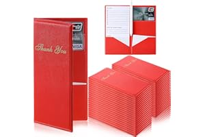 GEYEE 40 Pack Restaurant Check Presenters Bulk Guest Check Card Holder with Gold Thank You Imprint Red Restaurant Bill Book Holder Customer Check Holder for Restaurants Eatery Bar and Cafe 7.9 x 3.9"