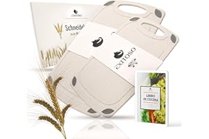 EXITOSO Set 2 Taglieri in legno di frumento ecologico e antibatterico - Taglieri da cucina professionale - Spianatoie tavola taglieri piano asse utensili cucina legno per tavolo