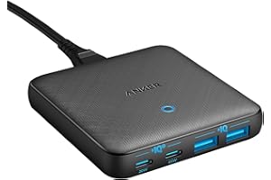 Anker Cargador de Pared Delgado PowerPort Atom III con Dos Puertos USB-C (65W máx.), 4 Puertos PIQ 3.0 y GAN, para portátiles USB C, iPad Pro, iPhone, Galaxy, Pixel