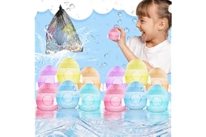 FULLWARE 12Pcs Reusable Water Balloons With Mesh Bag Quick Fill Self Sealing Water Bombs for Water Fight Game Water Ball Leakproof Design Summer Toys Multicolor Pool Toys for Kids And Adults