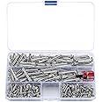 150 Pcs M4 Cupboard Joining Bolts Screws(75 x Binding Screws, 75 x Connecting Sleeves), Furniture Connecting Screws Bolts Post 31-40 mm, Door Handle Screws for Connecting Furniture Cupboard Cabinet