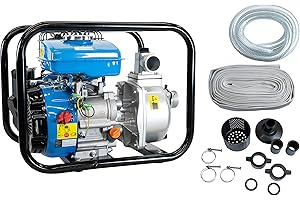Güde 94503 Kit de motopompe GMP 15.22, moteur 4 temps, débit : 15 000 l/h, hauteur maximale de refoulement : 22 m, motopompe à essence, bleue, noire