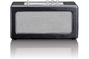 Lenco BT-300 Black | Portable Bluetooth 20 Watt RMS Speaker with up to 8 Hours Playtime, AUX in, Wooden Casing and Adjustable Bass and Treble Controls - Black Ash Wood Bluetooth Speaker