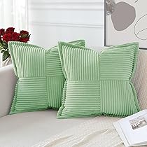 2 Housses De Coussin Velours Côtelé 30x50cm - Déco Salon Bohème - Jaune