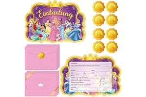 Lahe Prinzessin Einladungskarten Kindergeburtstag, Cartoon Krone Einladungskarten Geburtstagseinladungen Geburtstag Partys für Mädchen, Party Einladungen Schön 8 Prinzessinnen Themenpartys (20 Stück)
