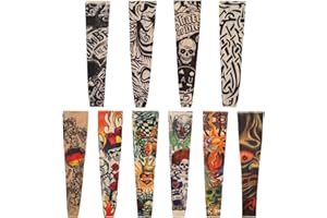 Naler 10pcs Tattoo Sleeve, Tatuaggi temporanei Manica Vestito operato dalle calze del braccio per uomo donna