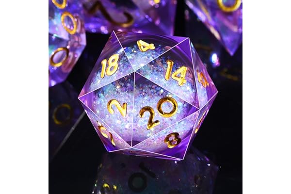 SIQUK 7 Pièces Dés Polyédriques Dés Liquid Core D4 D6 D8 D10 D12 D20 D% Jeu de Dés Polyédriques pour DND RPG MTG, Violet
