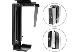 PRIMEMATIK AC65-0002-VCES Support d’unité Centrale d’Ordinateur sous Table ou Fixation Murale réglable Noir 88-203 mm