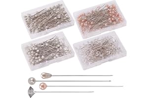 AIEX Lot de 320 épingles à tête en Perles de Cristal - 4 Styles - Épingles à tête Droite pour Banquet, fête de Mariage, Anniversaire de Mariage