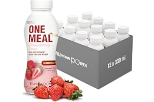 NUPO One Meal + Prime Fragola - Ready-to-Drink Shake - Gustoso frullato sostitutivo del pasto con 24 vitamine e minerali - Alto contenuto proteico - Senza zuccheri aggiunti - 12 x 330ml