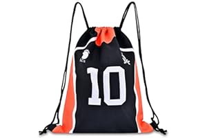 Roffatide Anime Haikyuu Sac de Cordon Sac à Dos Oxford Sac en Ficelle Sac à Dos de Sport Noir Orange