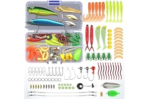 ‎VEYCVLA Angeln Köder Set mit Köderbox für Hecht,Zander,Forelle,Barsch,Angelzubehör - Gemischt Kunstköder,Gummifische,Spinner,VIB,Oberflächenköder,Popper,jigheads für Süß- & Salzwasser Fischen