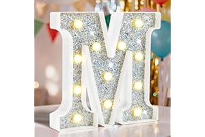 HEYCOLOR Warmtonige LED-Dekobuchstaben Silber beleuchtete Buchstaben eignen sich perfekt für die Beleuchtung Ihrer Partys, Geburtstage, Hochzeiten, Jubiläen und Schlafzimmer. Buchstabe M