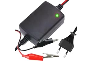 ‎RETOO Retoo Ładowarka do akumulatorów żelowych 12 V, 1,5 A, ładowarka samochodowa oldtimer, motocykli, skuterów, kosiarek, łodzi, przyczep kempingowych, akumulatorów samochodowych i motocykli, kabel 1,3 m