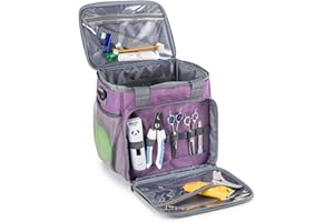 BABEYER Dog Grooming Bag - Organizer Tote for Pet Grooming Tool Kit Accessories, Purple