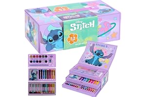 Disney Lilo & Stitch konstset för barn | 52 st målarpapper pennfodral med markörer, blyertspennor, blyertspennor och mycket mer