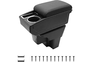 KAERGK Braccioli auto per KIA STONIC Rio 3 2018-2024 Console centrali per auto Doppio spazio con portabevande Facile da montare, comoda e resistente pelle nera (linea nera)
