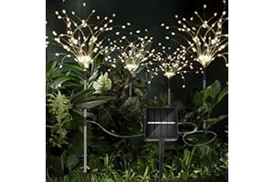 iFalarila 4 Pezzi Luci Solari Esterno-8 Modalità Firefly Lights Solar Outdoor 1200mAH Pannelli Solari, Decorazioni per il Giardino per il cortile, il sentiero, il giardino, il patio-Bianco Caldo