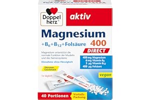 Doppelherz Magnesium 400 + B6 + B12 + Folsäure DIRECT - Magnesium unterstützt die normale Funktion der Muskeln und des Nerven