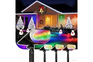 Linkind RGB lámpara solar para exteriores, luz solar de colores con 10 modos de luz,IP67 impermeable Lampara Exterior 2 en 1 de montaje foco solar para Halloween Navidad, 4 piezas